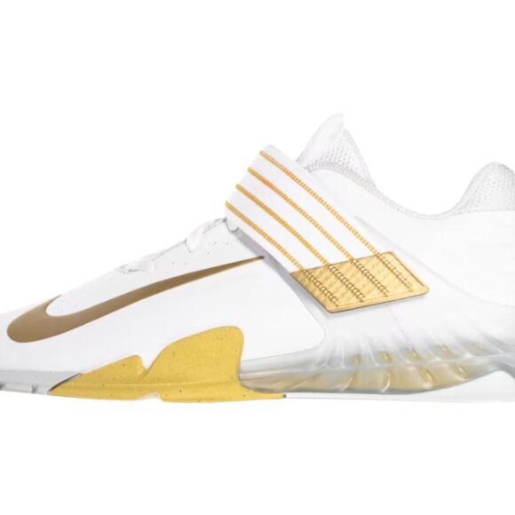 Nike Savaleos White Metallic Gold Weight Lifting Shoes CV5708-101 Men's Size 12